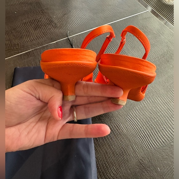 Prada Orange Logo-detailed Nylon Slingback Pumps Size US 8.5 EUR 39 Pre-Owned - Picture 11 of 16